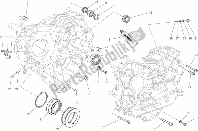 Todas as partes de 10c - Rolamentos Do Cárter do Ducati Diavel Brasil 1200 2013